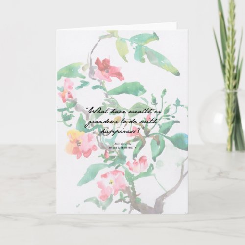 Jane Austen Watercolor Roses Quote Greeting Card