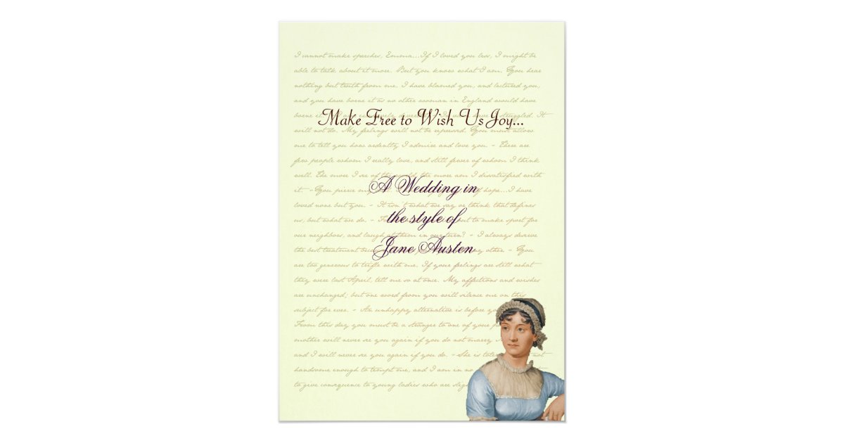 Jane Austen Wedding Celebration Quotes Invitation Zazzle Com