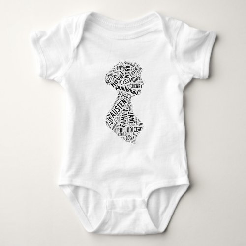 Jane Austen Wordle Baby Bodysuit