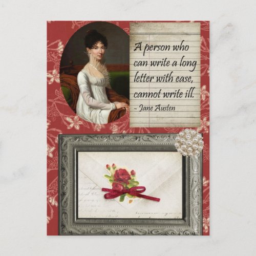 Jane Austen Writing Inspired Design Postcard