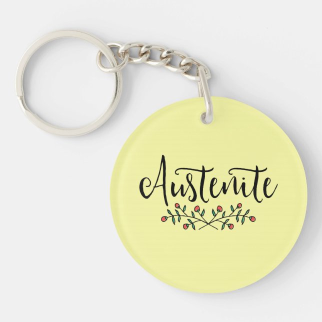Jane Austen Yellow Floral Austenite Keychain (Front)