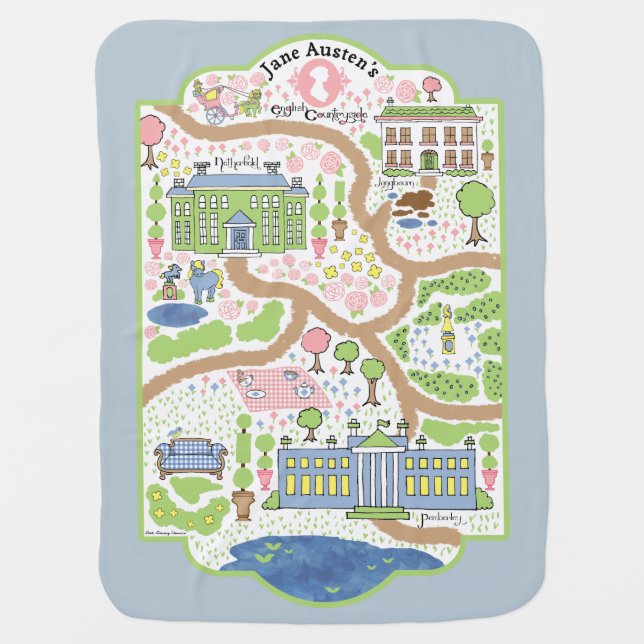 Jane Austen's English Countryside Map blanket (Front)