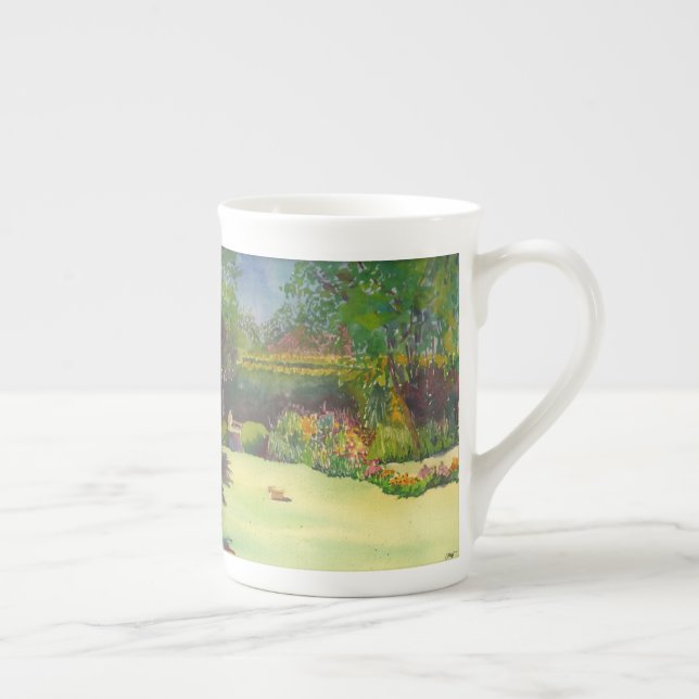 Jane Austen's Garden II Watercolor Bone China Mug (Right)