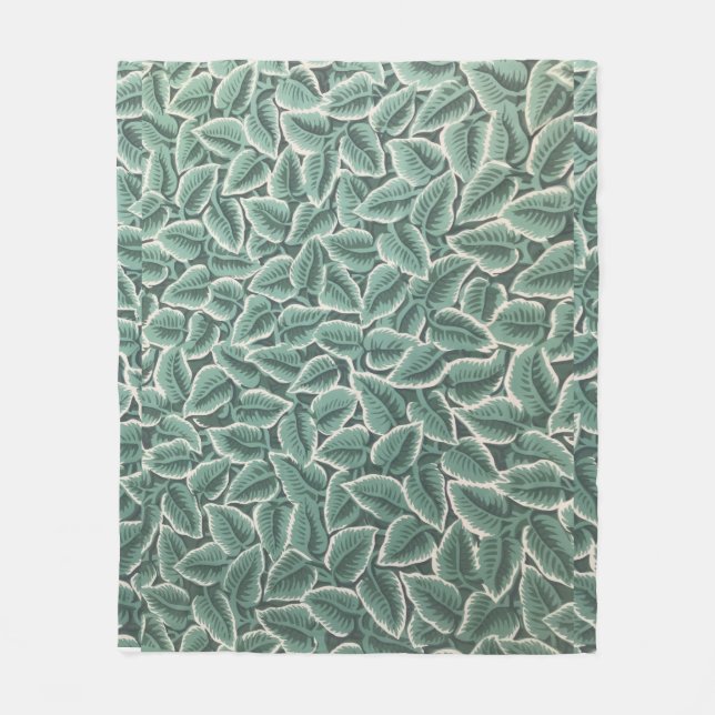 Jane Austen's Home Leaf Wallpaper Fleece Blanket (Front)
