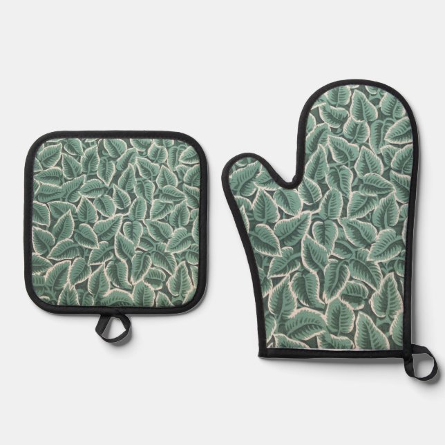 Jane Austen's Home Wallpaper Oven Mitt & Pot Holder Set (Front)