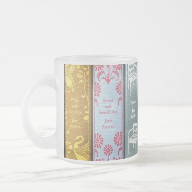 Jane Austen's novels Frosted Glass Coffee Mug (Left)