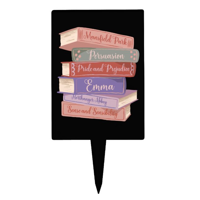 Jane Austen's Novels V Cake Topper (Front)