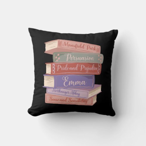 Jane Austens Novels V Throw Pillow