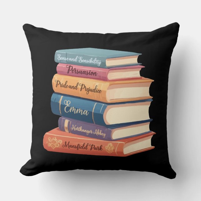 Jane Austen's Novels VII Throw Pillow (Front)