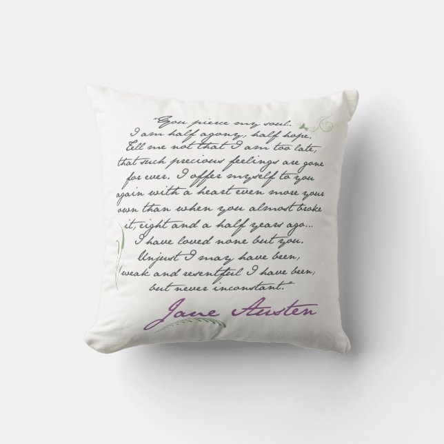 Jane Austen's Persuasion Quote #1 Square Pillow (Front)