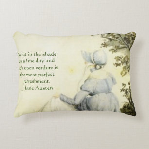 Jane Austen's Portrait +quote Accent Pillow