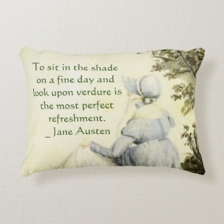 Jane Austen's Portrait +quote Accent Pillow