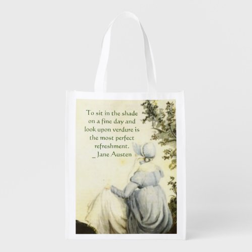 Jane Austen's Portrait +quote Grocery Bag