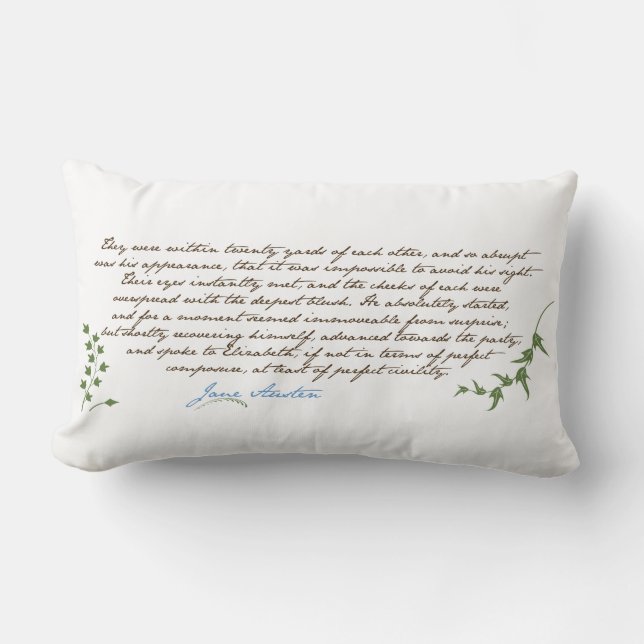 Jane Austen's Pride & Prejudice Quote #1 Lumbar Pillow (Front)