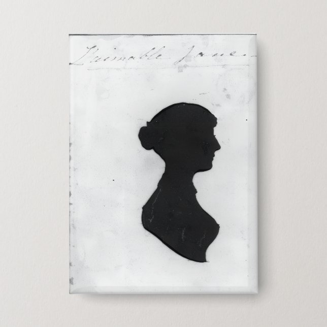 Jane Austen's Silhouette on a  Keychain Button (Front)