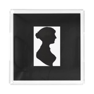Jane Austen's Silhouette on Black Acrylic Tray