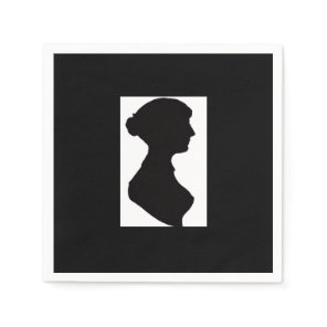 Jane Austen's Silhouette on Black Napkins