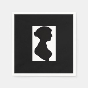 Jane Austen's Silhouette on Black Napkins