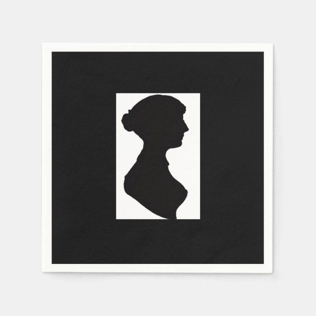 Jane Austen's Silhouette on Black Napkins (Front)
