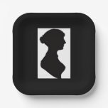 Jane Austen's Silhouette on Black Paper Plates