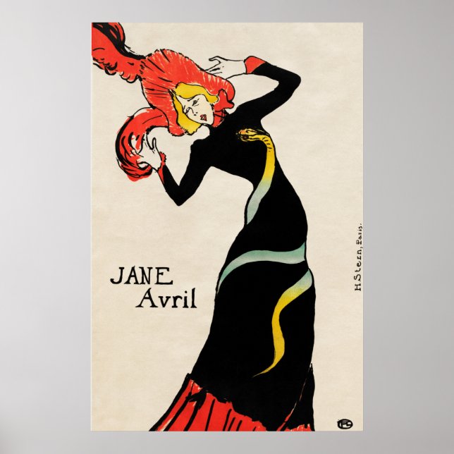 Jane Avril (1899) by Henri de Toulouse–Lautrec Poster (Front)
