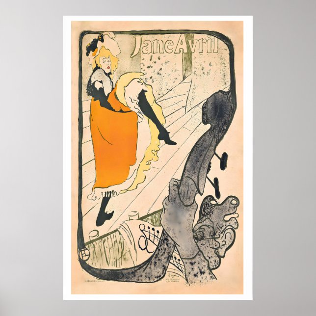 Jane Avril Moulin Rouge 1890s Vintage Poster by (Front)