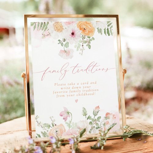 JANE Blush Floral Family Traditions Bridal Game Poster