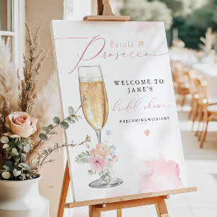 JANE Blush Floral Petals & Prosecco Bridal Shower Foam Board