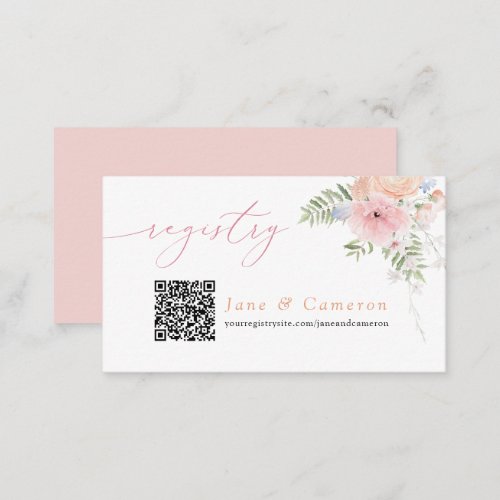 JANE Blush Floral Petals  Prosecco Registry Info Enclosure Card