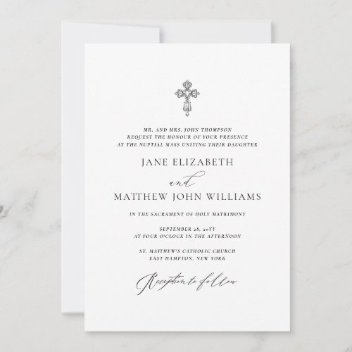 Jane Catholic Wedding Invitation with RSVP