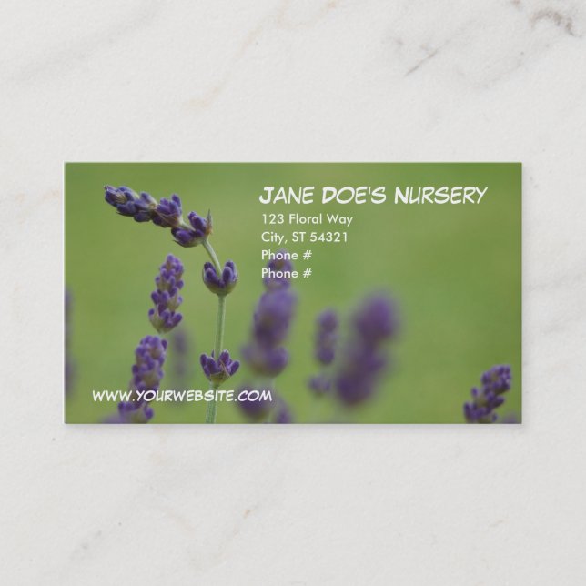 Jane Doe's Nursery Business Card (Front)