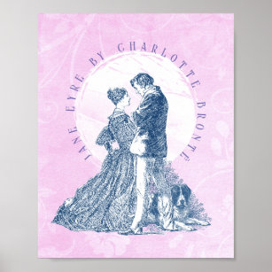 Jane Eyre and Edward Rochester with Pilot Pink Poster