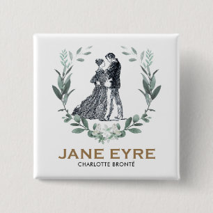 Jane Eyre and Edward Rochester with Wreath Button