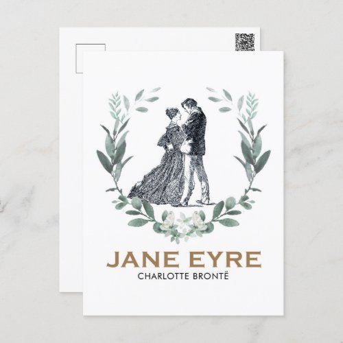 Jane Eyre and Edward Rochester with Wreath Postcard