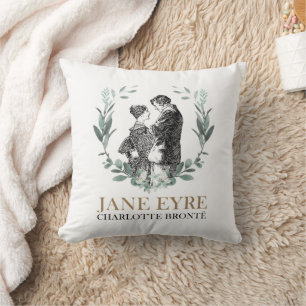 Jane Eyre and Edward Rochester with Wreath Throw Pillow