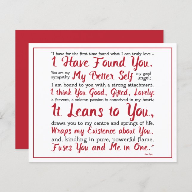 Jane Eyre Better Self Love Valentine (Front/Back)