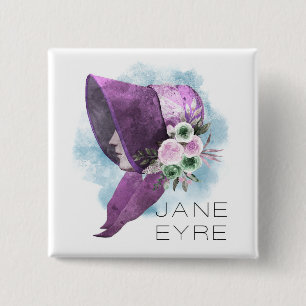 Jane Eyre Bonnet Flowers Purple and Blue Button