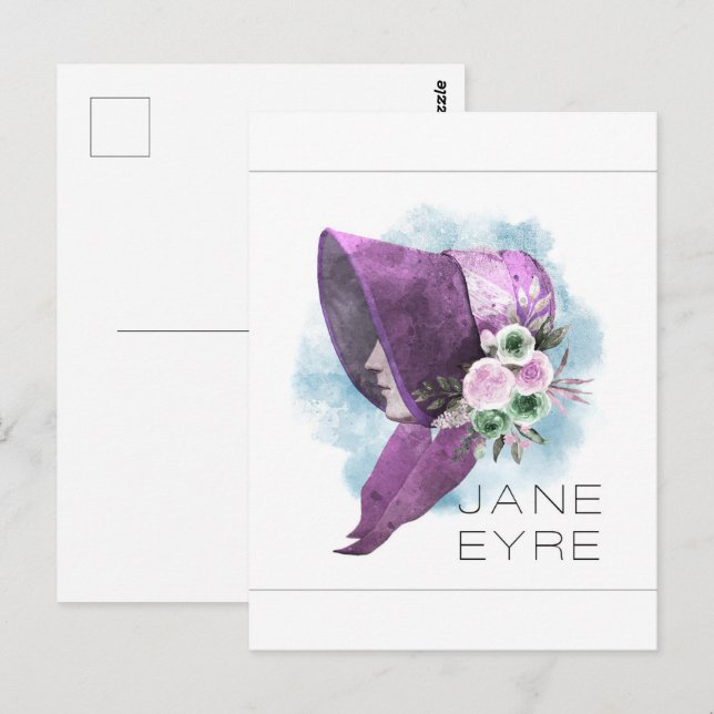 Jane Eyre Bonnet Flowers Purple and Blue Postcard (Front/Back)