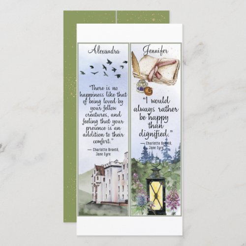 Jane Eyre Bronte Quotes Book Lover Gift Bookmark Card