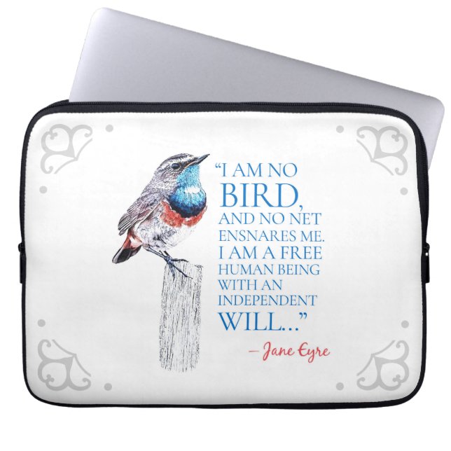 Jane Eyre - I Am No Bird - Blue Throated Bird Laptop Sleeve (Front)