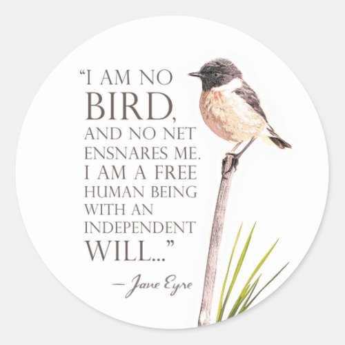 Jane Eyre _ I Am No Bird _ Brown Bird Classic Round Sticker