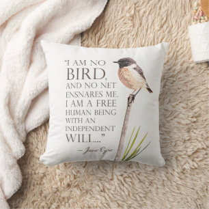 Jane Eyre - I Am No Bird - Brown Bird Throw Pillow