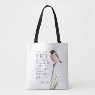 Jane Eyre - I Am No Bird - Brown Bird Tote Bag