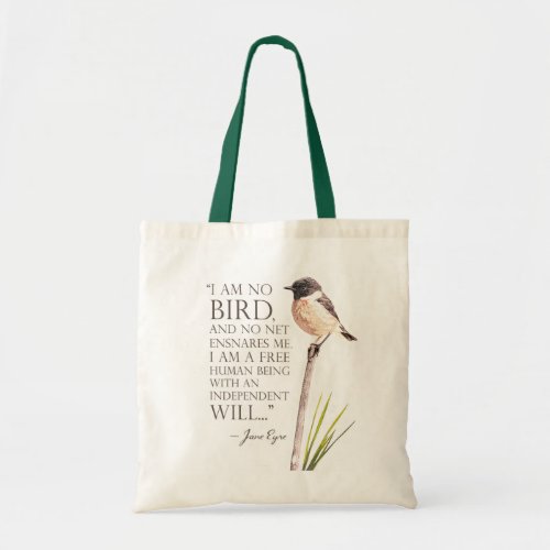 Jane Eyre _ I Am No Bird _ Brown Bird Tote Bag