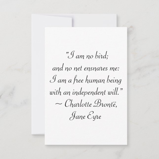 Jane Eyre I Am No Bird Quote Thank You Card (Front)