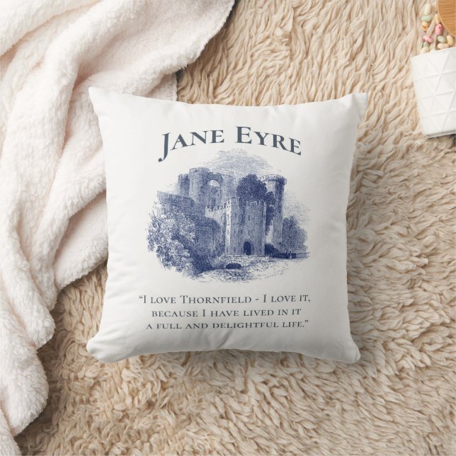 Jane Eyre - I Love Thornfield - Castle Throw Pillow (Blanket)