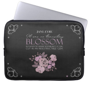 Jane Eyre - No Transitory Blossom - Roses on Black Laptop Sleeve