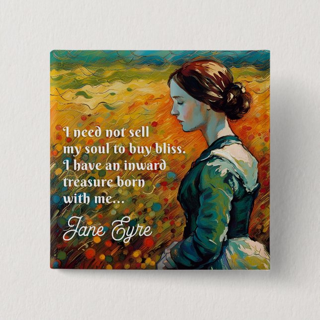 Jane Eyre Quote Monet Style Painting Button (Front)