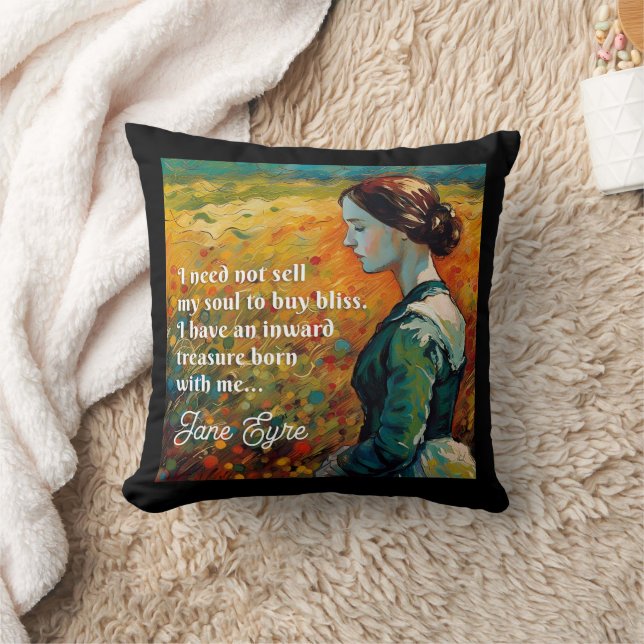 Jane Eyre Quote Monet Style Painting Throw Pillow (Blanket)