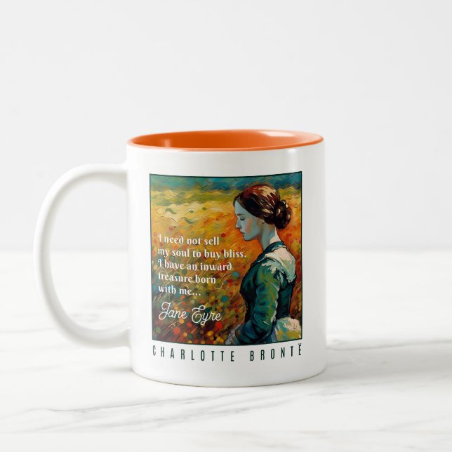 Jane Eyre Quote Monet Style Painting Two-Tone Coffee Mug (Left)